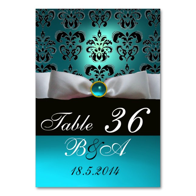 NUMERAÇÃO DE MESA MONOGRAMA DE MASSA NEGRA BRANCA TURQUASE AZUL (Verso)