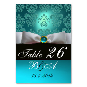 NUMERAÇÃO DE MESA MONOGRAMA DE MASSA NEGRA BRANCA TURQUASE AZUL
