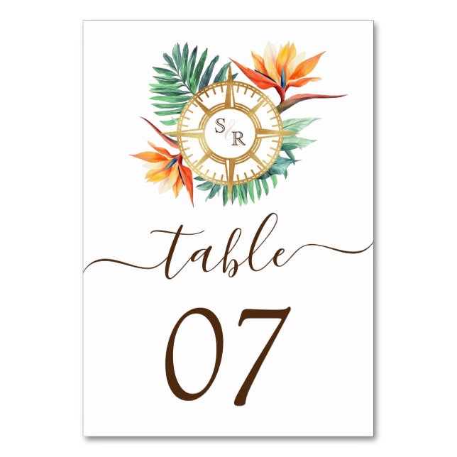 Numeração De Mesa Monograma do Mapa Mundial de Destino de Casamento (Frente)