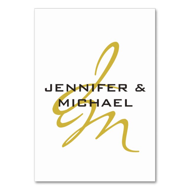 Numeração De Mesa Monograma Dourado Branco Simples Moderno Minimalis (Frente)