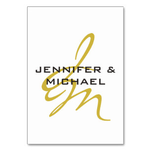 Numeração De Mesa Monograma em Ouro Branco Plano Moderno Minimalista