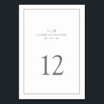 Numeração De Mesa Monograma Simples Elegante Cinza Escuro Casamento<br><div class="desc">Número de mesa de casamento simples com um design elegante e atemporal com o seu monograma de duas letras, nomes, data e número da mesa rodeados por uma fina borda. Todos os elementos do design são cinza médio sobre um fundo branco e podem ser alterados para qualquer cor que desejar...</div>