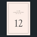 Numeração De Mesa Monograma Simples Elegante Rosa Bege Casamento<br><div class="desc">Número de mesa de casamento simples com um design elegante e atemporal com o seu monograma de duas letras, nomes, data e número da mesa rodeados por uma fina borda. Todos os elementos do design são cinza sobre um fundo rosa bege e podem ser alterados para qualquer cor que desejar...</div>