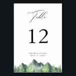 Numeração De Mesa Montanha da Floresta Russa<br><div class="desc">Árvores de floresta de cor-d-água russa e borda da cena da montanha,  cartão de número da mesa. Ao encomendar cartões de número de tabela,  cada cartão deve ser numerado e encomendado individualmente.</div>