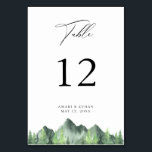 Numeração De Mesa Montanha da Floresta Russa<br><div class="desc">Árvores de floresta de cor-d-água russa e borda da cena da montanha,  cartão de número da mesa. Ao encomendar cartões de número de tabela,  cada cartão deve ser numerado e encomendado individualmente.</div>