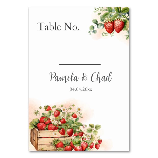 Numeração De Mesa Morangos Mortos por Aquarelas Número da Tabela Cas (Frente)