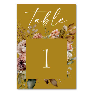 Numeração De Mesa Mostarda castanha-de-água florada boho floral casa