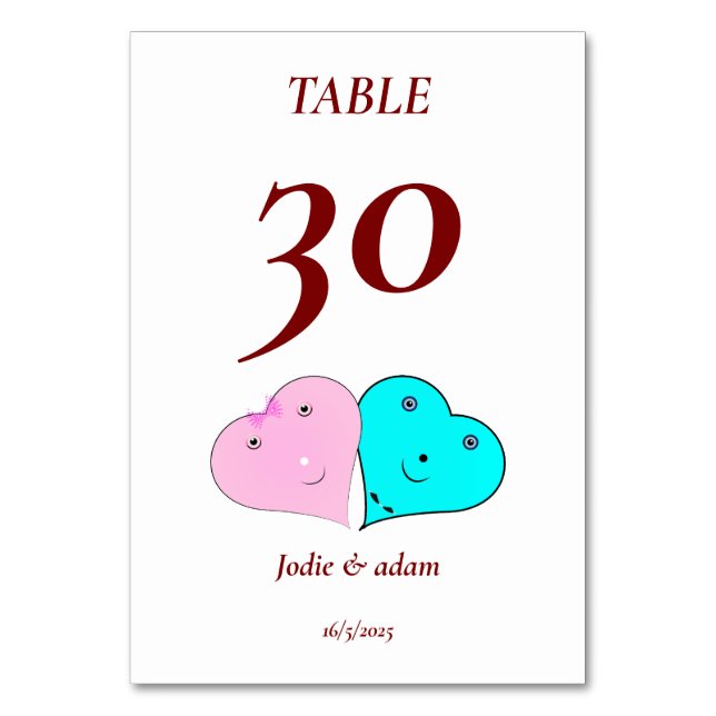 Numeração De Mesa mr & mrs coração (Frente)