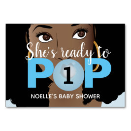 Numeração De Mesa Mulher negra, pronta para Pop, Bublegum, azul