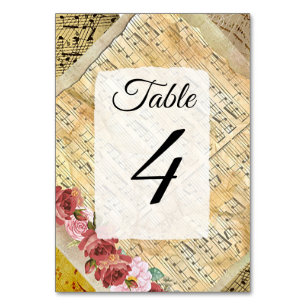 Numeração De Mesa Musical Notes Vintage Sheet Music Wedding Card