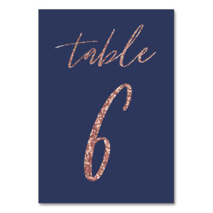 Numeração De Mesa Nº 6 - Glam Glitter Rosa Dourado e Azul Casamento