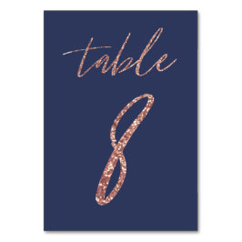 Numeração De Mesa Nº 8 - Glam Glitter Rosa Dourado e Azul Casamento