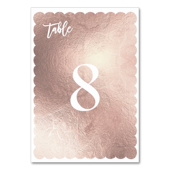 Numeração De Mesa Nº da Mesa PixDezines Scallop Falso Rose Gold/Tabe (Verso)