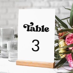 Numeração De Mesa Na moda retro casamento preto e branco
