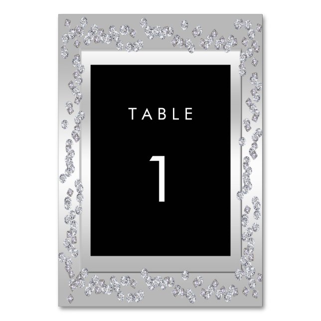 Numeração De Mesa Na moda Silver Diamantes 60º Casamento (Frente)