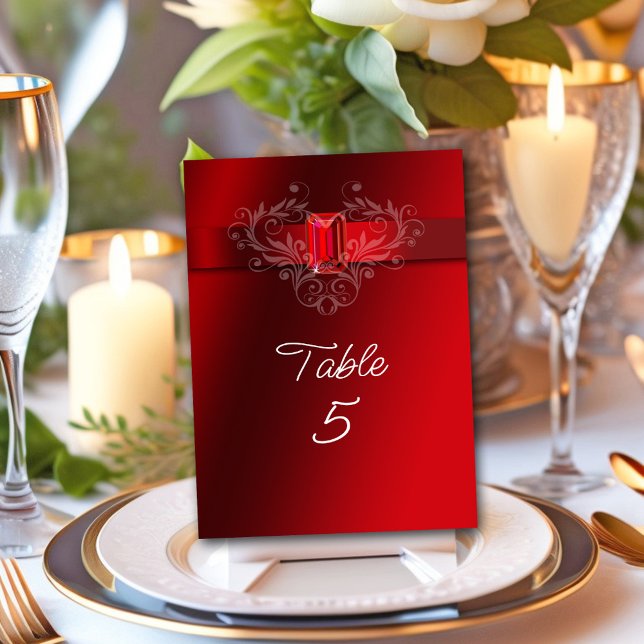 Numeração De Mesa Natal do Casamento de Ruby da Faixa Vermelha Elega (Criador carregado)