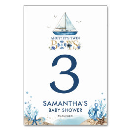 Numeração De Mesa Náutico Blue Boat Ahoy É Chá de fraldas de Twin Bo