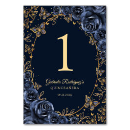 Numeração De Mesa Navy Gold Quinceanera