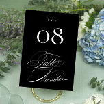 Numeração De Mesa Negra Formal Elegante sobre Casamento de Caligrafi<br><div class="desc">Número da Tabela - elegante e impressionante - parte de uma coleção</div>