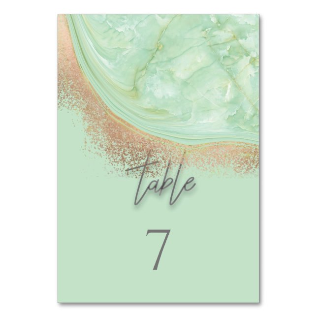 Numeração De Mesa Neo mint rosegold marble agate calliografia elegan (Frente)