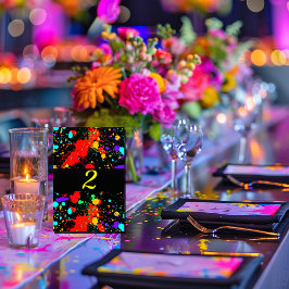Numeração De Mesa Neon Glow Paint Splatter