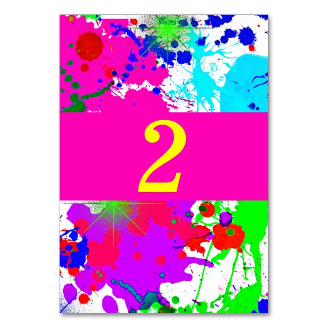Numeração De Mesa Neon Glow, Paint Splatter, Personalizado (Frente)
