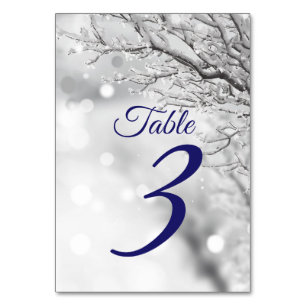 Numeração De Mesa Neve e Gelo de Inverno Brilhante Casamento
