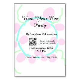 Numeração De Mesa New year eve party scan QR RSVP name pink blue 