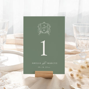 Numeração De Mesa Noiva Crista Vintage Verde Salvia Casamento