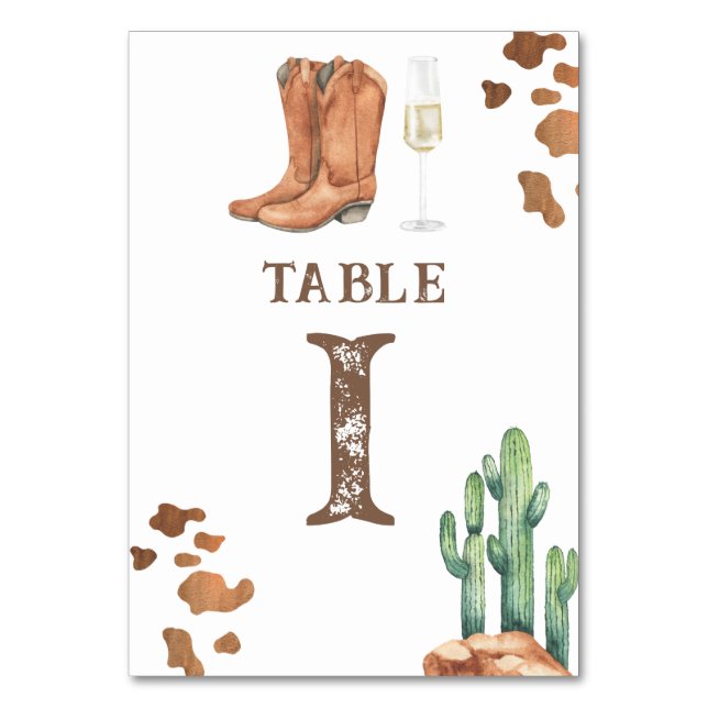 Numeração De Mesa noiva de botas e bolhas de bridal shower, número d (Frente)