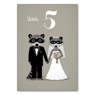 Numeração De Mesa Noiva de Raccoons e Recepção de casamento