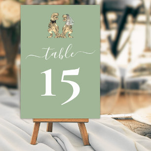 Numeração De Mesa Noiva Dinossauro & Noivo Casamento Verde Sage