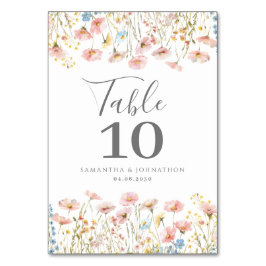Numeração De Mesa Noiva Floral de Aguarela de Flor Silvestre Rosa Co