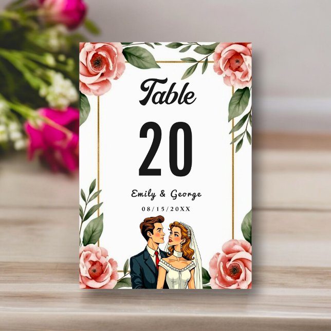 Numeração De Mesa Noiva Romântica Floral E Casamento De Groom (Criador carregado)