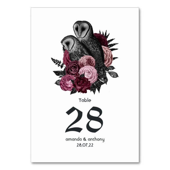 Numeração De Mesa Noivas Góticas de Flores de Borgonha (Frente)