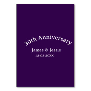 Numeração De Mesa nome data do 30º aniversário de casamento roxo sim