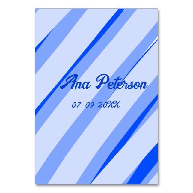 Numeração De Mesa Nome de adição de pasta azul data boho retro linha (Frente)