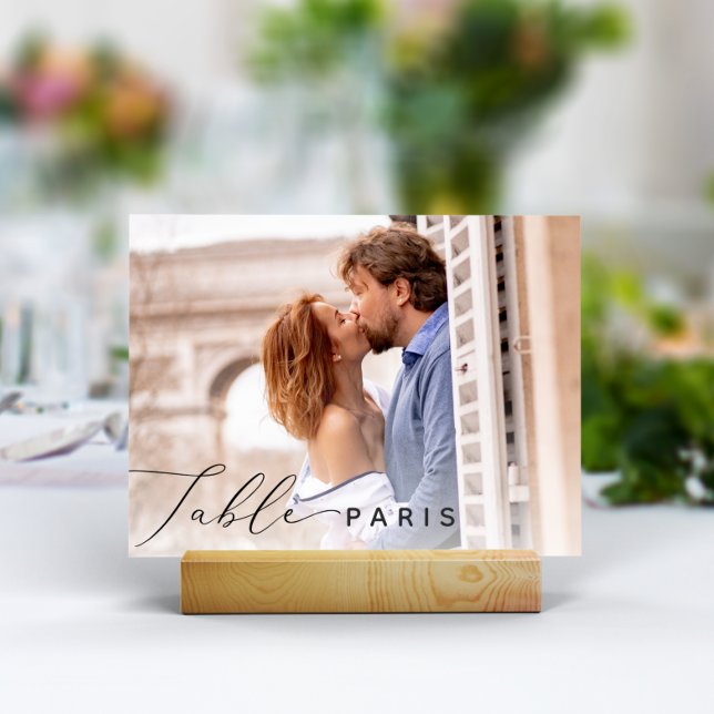 Numeração De Mesa Nome e Foto de Destino de Viagem de Casamento (3.5x5" travel photo table numbers)