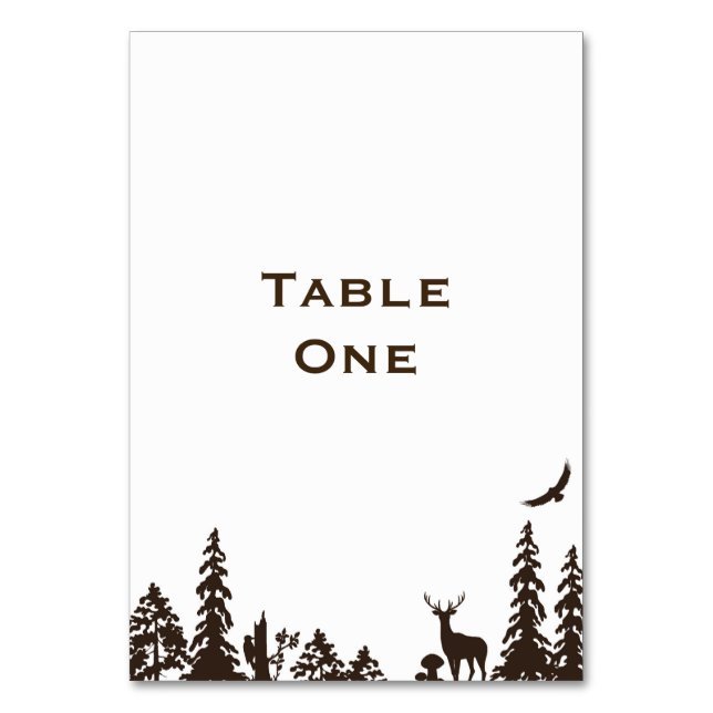 Numeração De Mesa Nome ou Número da Mesa de Casamento Woodland (Frente)