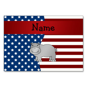 Numeração De Mesa Nome personalizado hipopótamo patriótico
