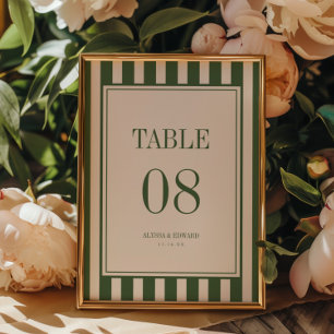 Numeração De Mesa Nomes de Casamento Elegantes Modernos Listrados em