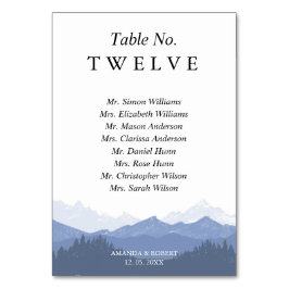 Numeração De Mesa Nomes de convidados das Montanhas Azuis em aquarel