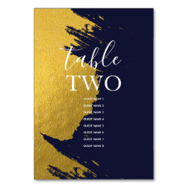 Numeração De Mesa Nomes de Convidados de Casamento Azul Naval Dourad