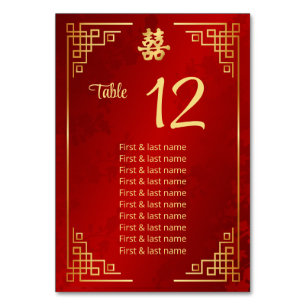 Numeração De Mesa Nomes de Convidados de Casamento Chinês