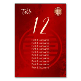 Numeração De Mesa Nomes de Convidados de Casamento Chinês