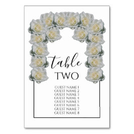 Numeração De Mesa Nomes de Convidados de Casamento de Rosas Brancas