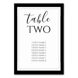Numeração De Mesa Nomes de Convidados para Casamento Preto e Branco 