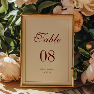 Numeração De Mesa Nomes Personalizados Clássicos Elegantes em Marfim