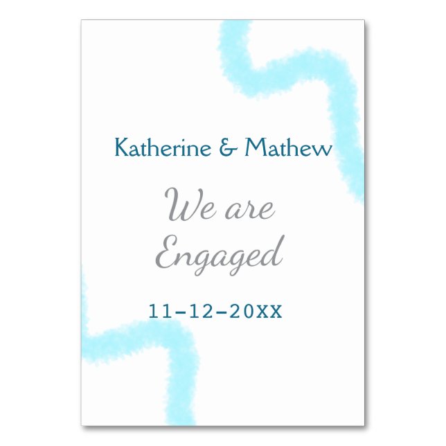 Numeração De Mesa Nós estamos engajados azul cinza aquarela espiral  (Frente)