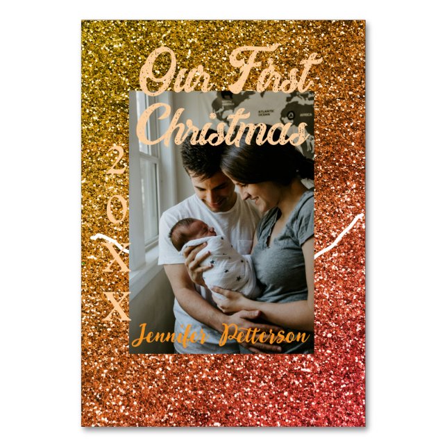 Numeração De Mesa Nosso primeiro ano de foto de brilho vermelho lara (Frente)